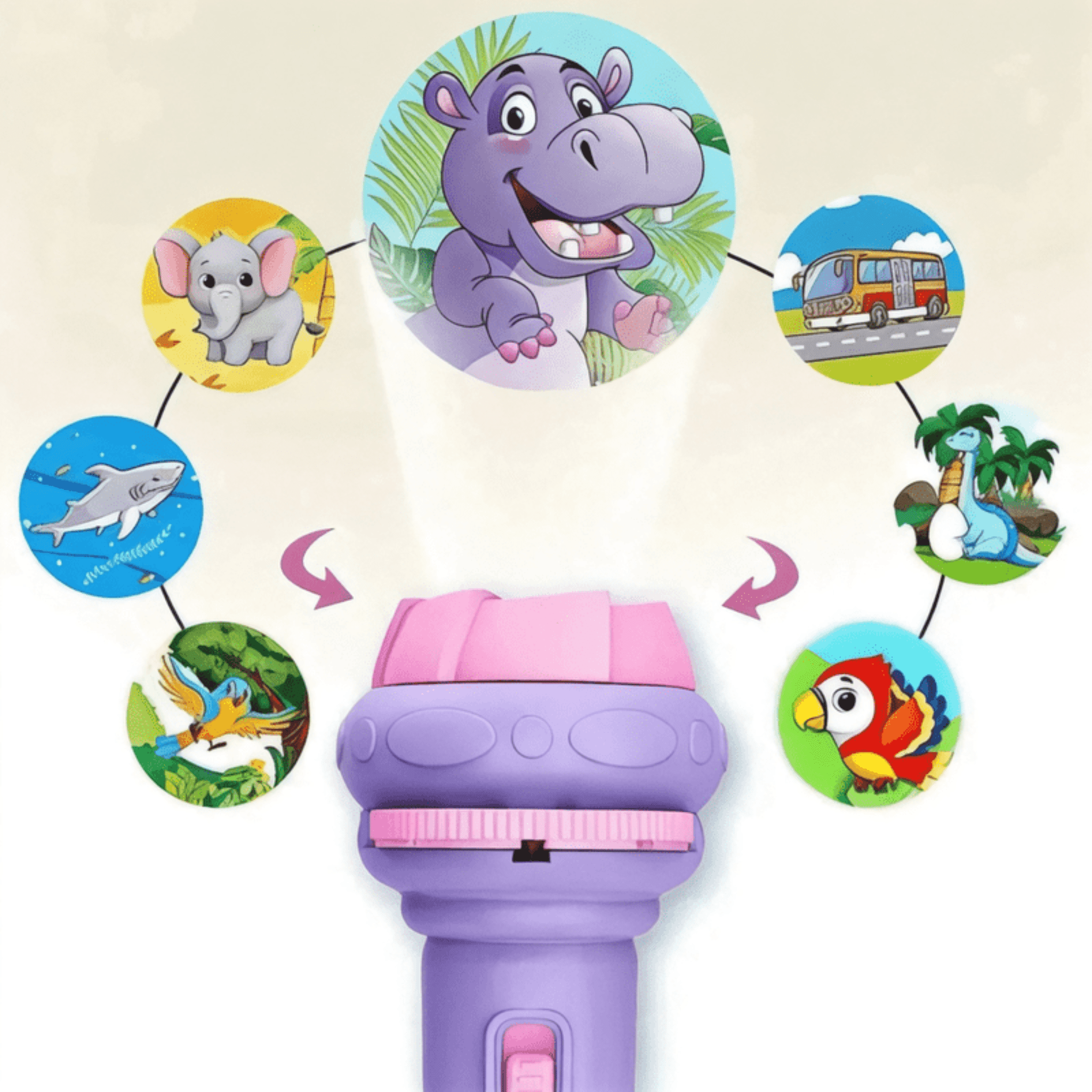 Boobuba 10-Pattern Cartoon Projector Flashlight - Creative Bedtime Toy