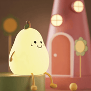 Boobuba 7-Color Silicone Pear LED Night Light - Touch Dimming & USB Rechargeable for Kids' Rooms