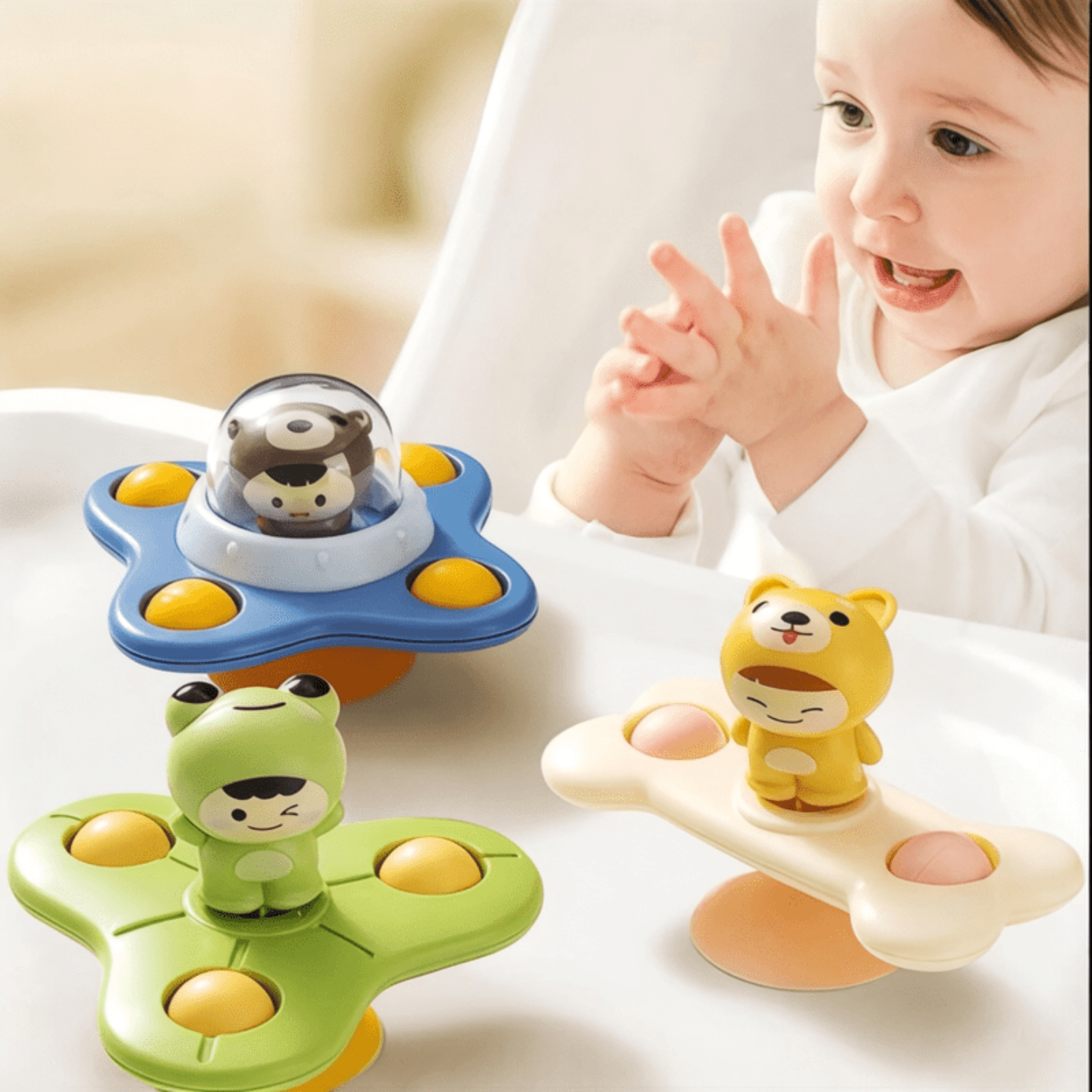 Boobuba Baby Suction Cup Spinner Toy - Sensory Fidget Rattle for 1-3 Years