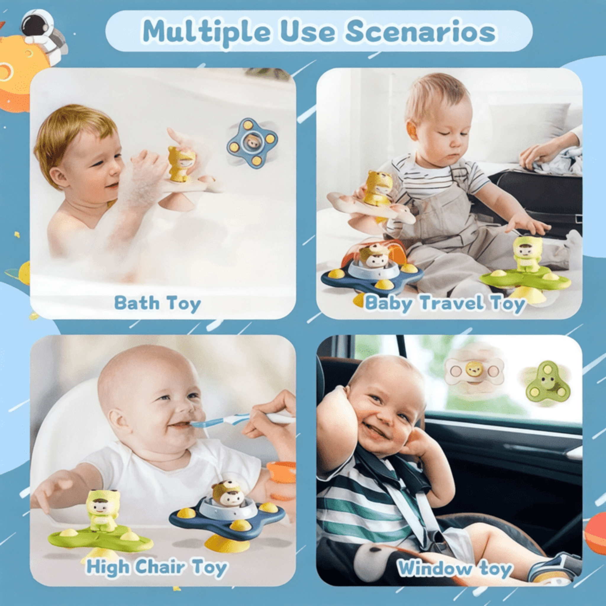 Boobuba Baby Suction Cup Spinner Toy - Sensory Fidget Rattle for 1-3 Years