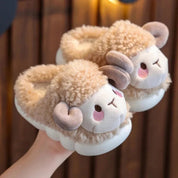 Boobuba Cozy Cute Sheep Plush Slippers for Kids Ages 3-10 - Warm & Soft