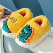 Boobuba Kids' Cartoon Dinosaur Plush Slippers - Soft, Non-Slip, Warm
