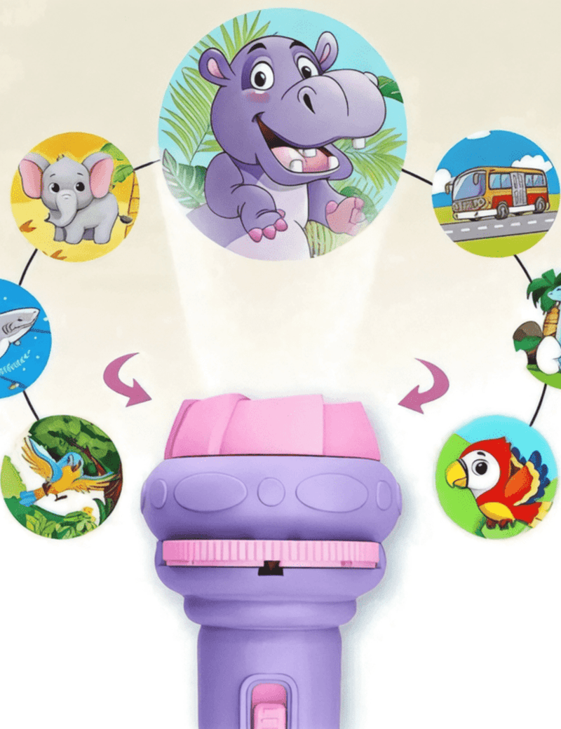 Boobuba 10-Pattern Cartoon Projector Flashlight - Creative Bedtime Toy