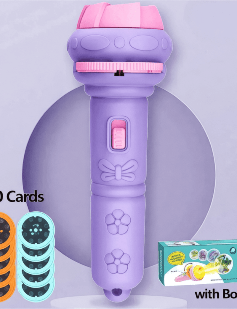 Boobuba 10-Pattern Cartoon Projector Flashlight - Creative Bedtime Toy