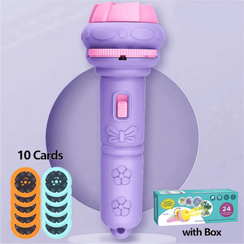 Boobuba 10-Pattern Cartoon Projector Flashlight - Creative Bedtime Toy