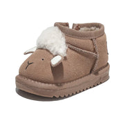 Boobuba 2024 Winter Baby Snow Boots - Cute Leather Sheep Pattern, Warm & Soft