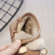 Boobuba 2024 Winter Baby Snow Boots - Cute Leather Sheep Pattern, Warm & Soft