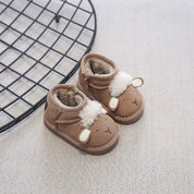 Boobuba 2024 Winter Baby Snow Boots - Cute Leather Sheep Pattern, Warm & Soft