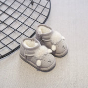 Boobuba 2024 Winter Baby Snow Boots - Cute Leather Sheep Pattern, Warm & Soft