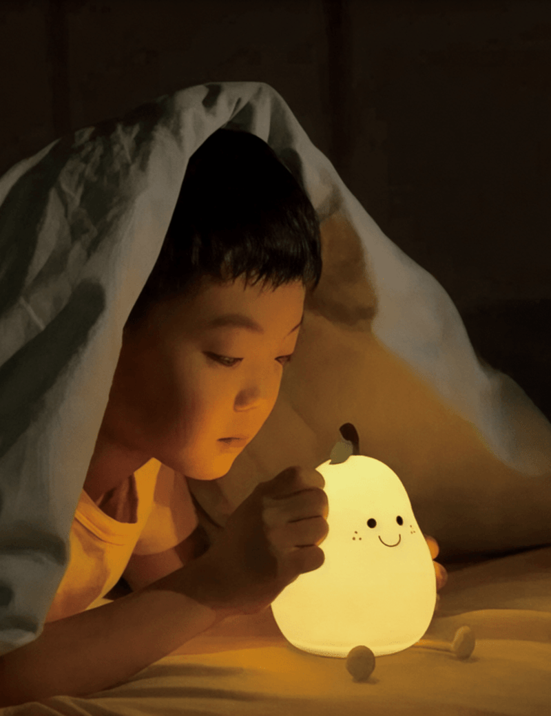Boobuba 7-Color Silicone Pear LED Night Light - Touch Dimming & USB Rechargeable for Kids' Rooms