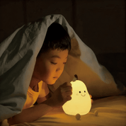 Boobuba 7-Color Silicone Pear LED Night Light - Touch Dimming & USB Rechargeable for Kids' Rooms