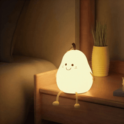 Boobuba 7-Color Silicone Pear LED Night Light - Touch Dimming & USB Rechargeable for Kids' Rooms