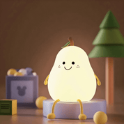 Boobuba 7-Color Silicone Pear LED Night Light - Touch Dimming & USB Rechargeable for Kids' Rooms
