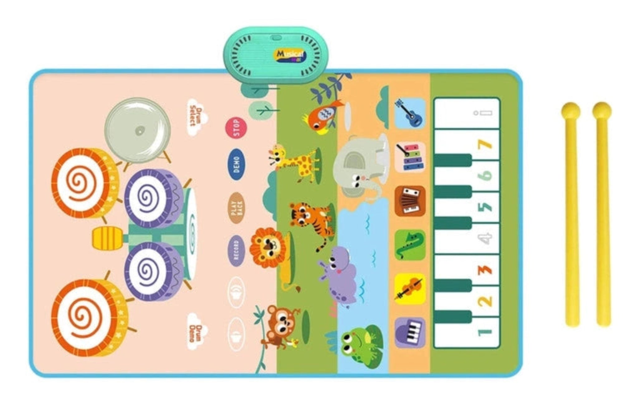 Boobuba 80x50cm Kids 6-in-1 Music Dance Mat - Fun Educational Playtime