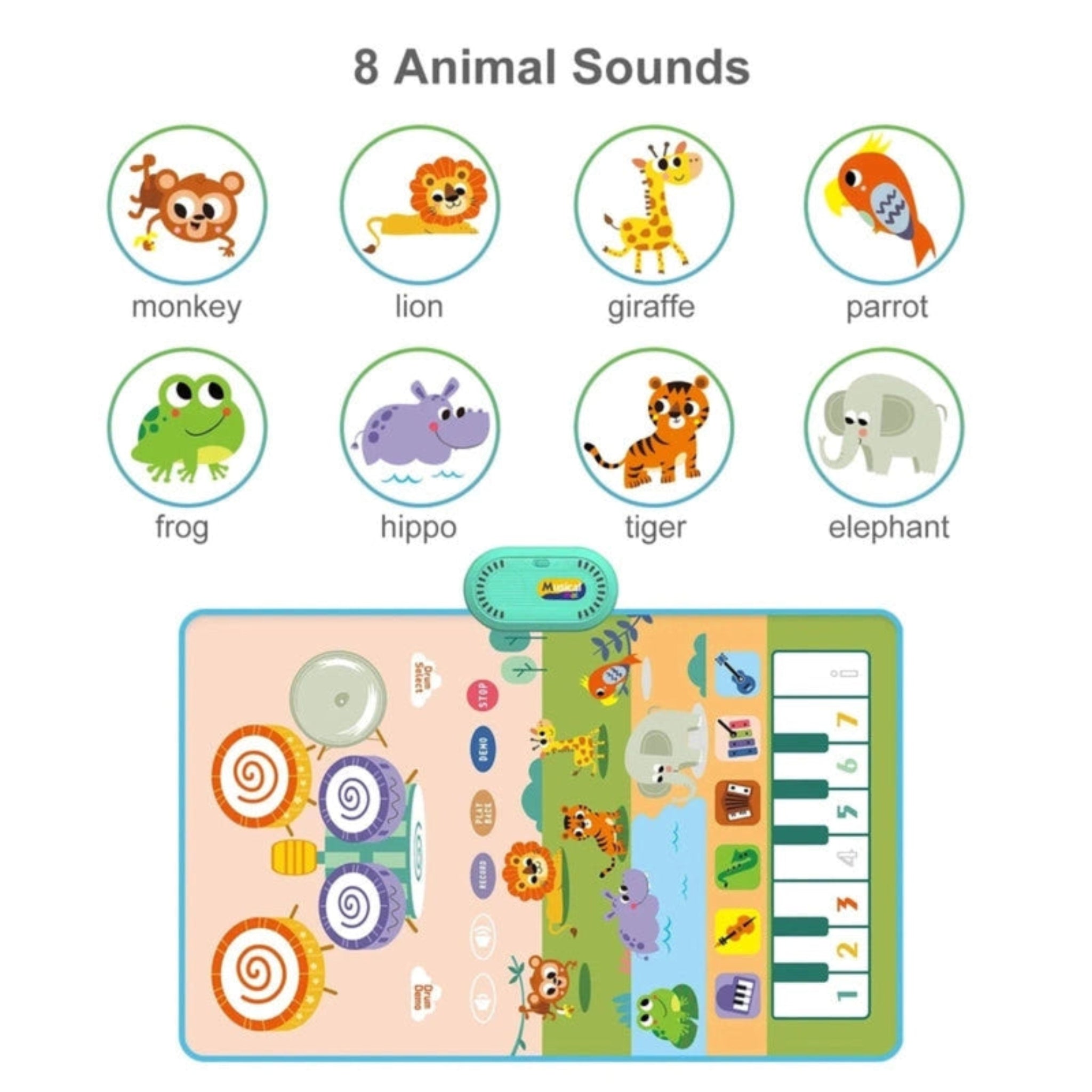 Boobuba 80x50cm Kids 6-in-1 Music Dance Mat - Fun Educational Playtime