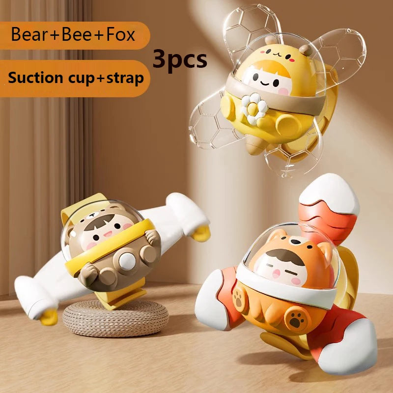 Boobuba Baby Suction Cup Spinner Toy - Sensory Fidget Rattle for 1-3 Years