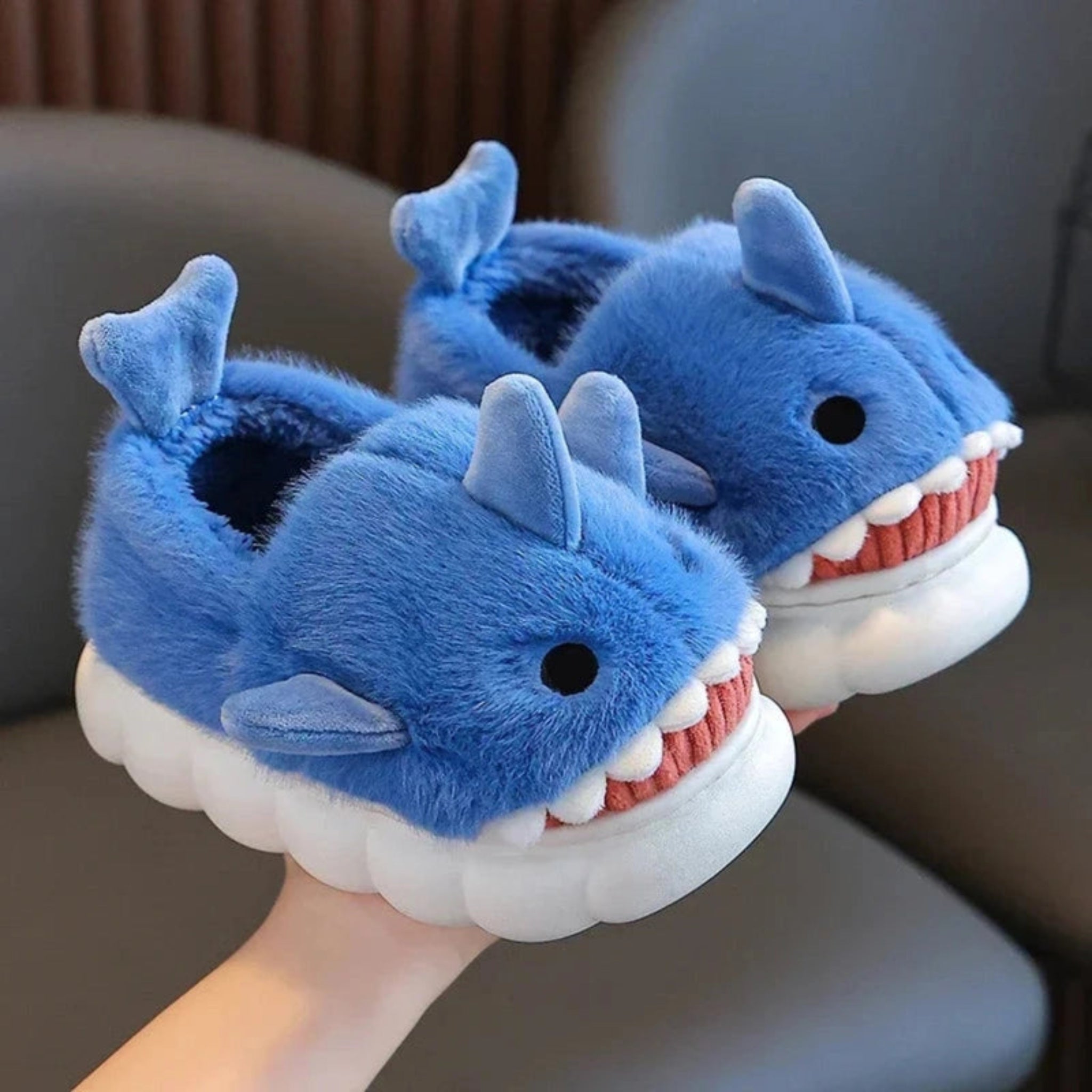 Boobuba Cozy Cartoon Shark Kids' Slippers - Non-Slip Plush Home Shoes