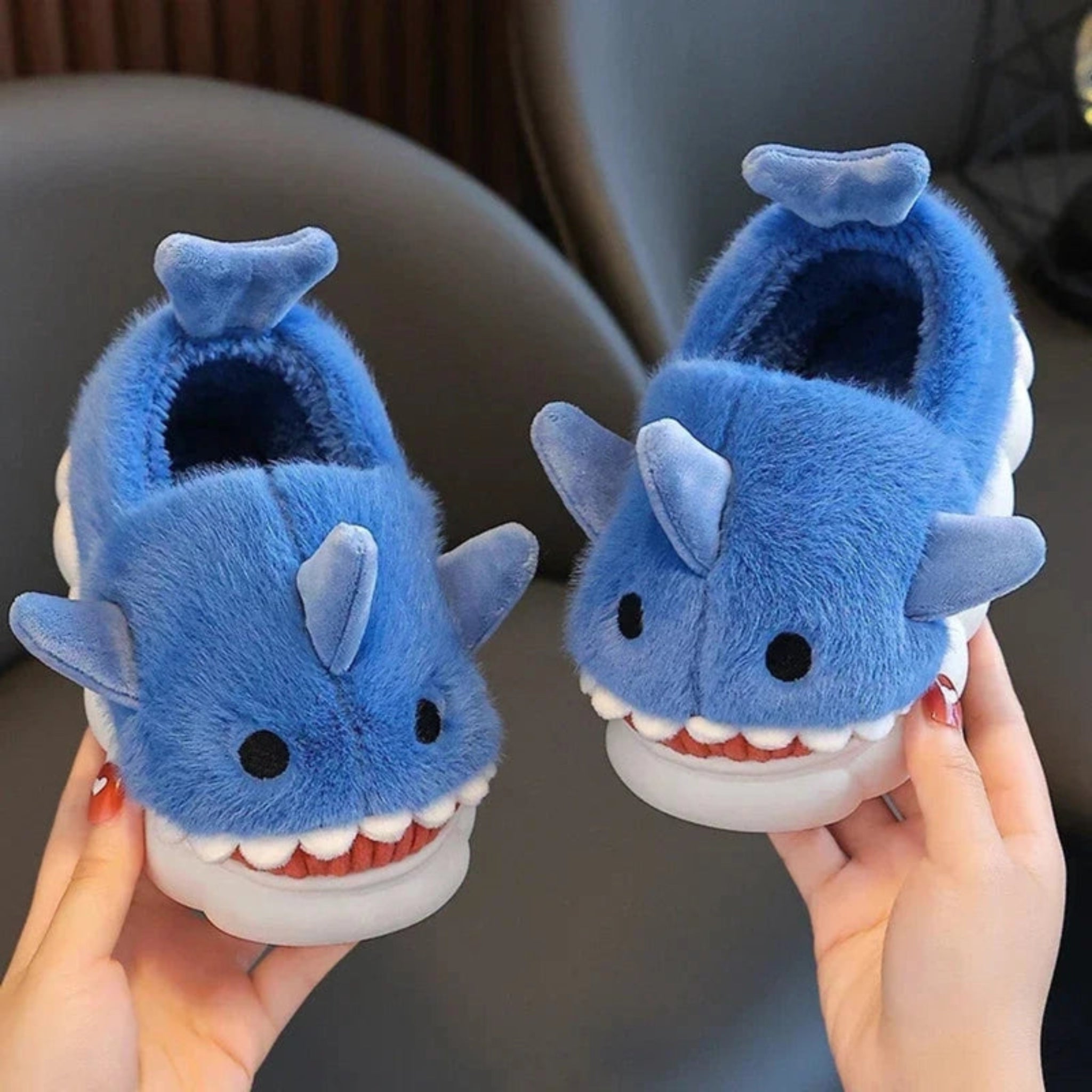 Boobuba Cozy Cartoon Shark Kids' Slippers - Non-Slip Plush Home Shoes