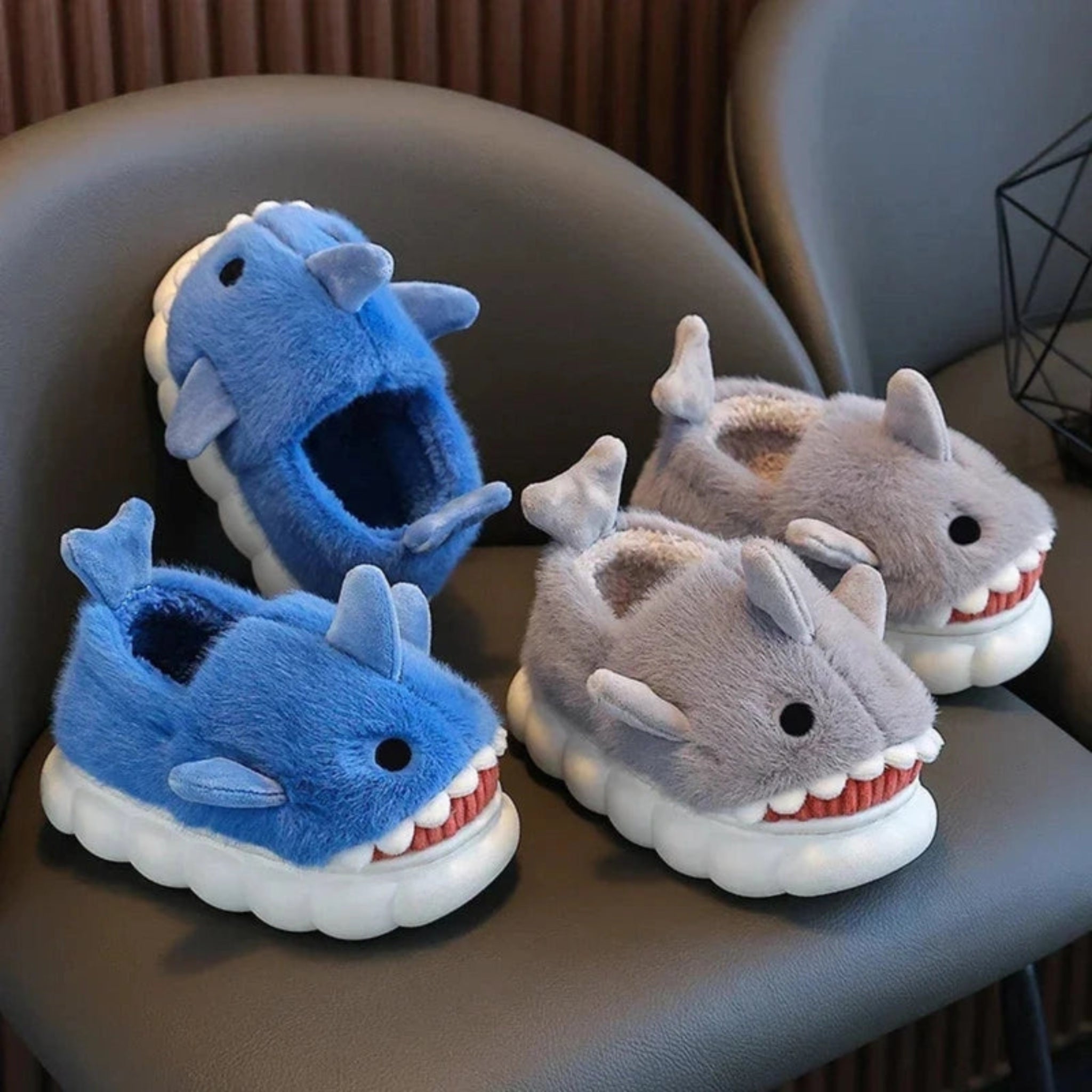 Boobuba Cozy Cartoon Shark Kids' Slippers - Non-Slip Plush Home Shoes