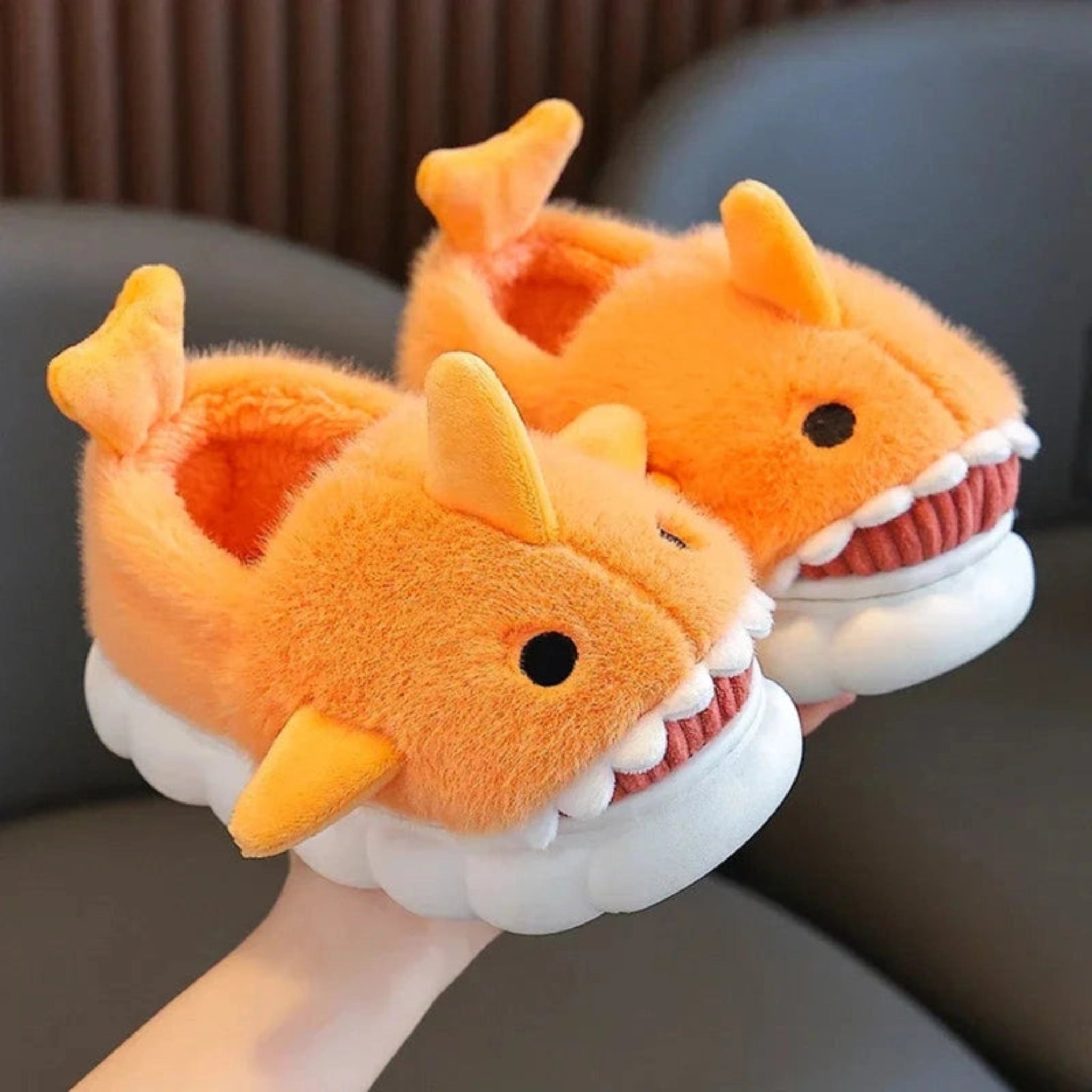 Boobuba Cozy Cartoon Shark Kids' Slippers - Non-Slip Plush Home Shoes