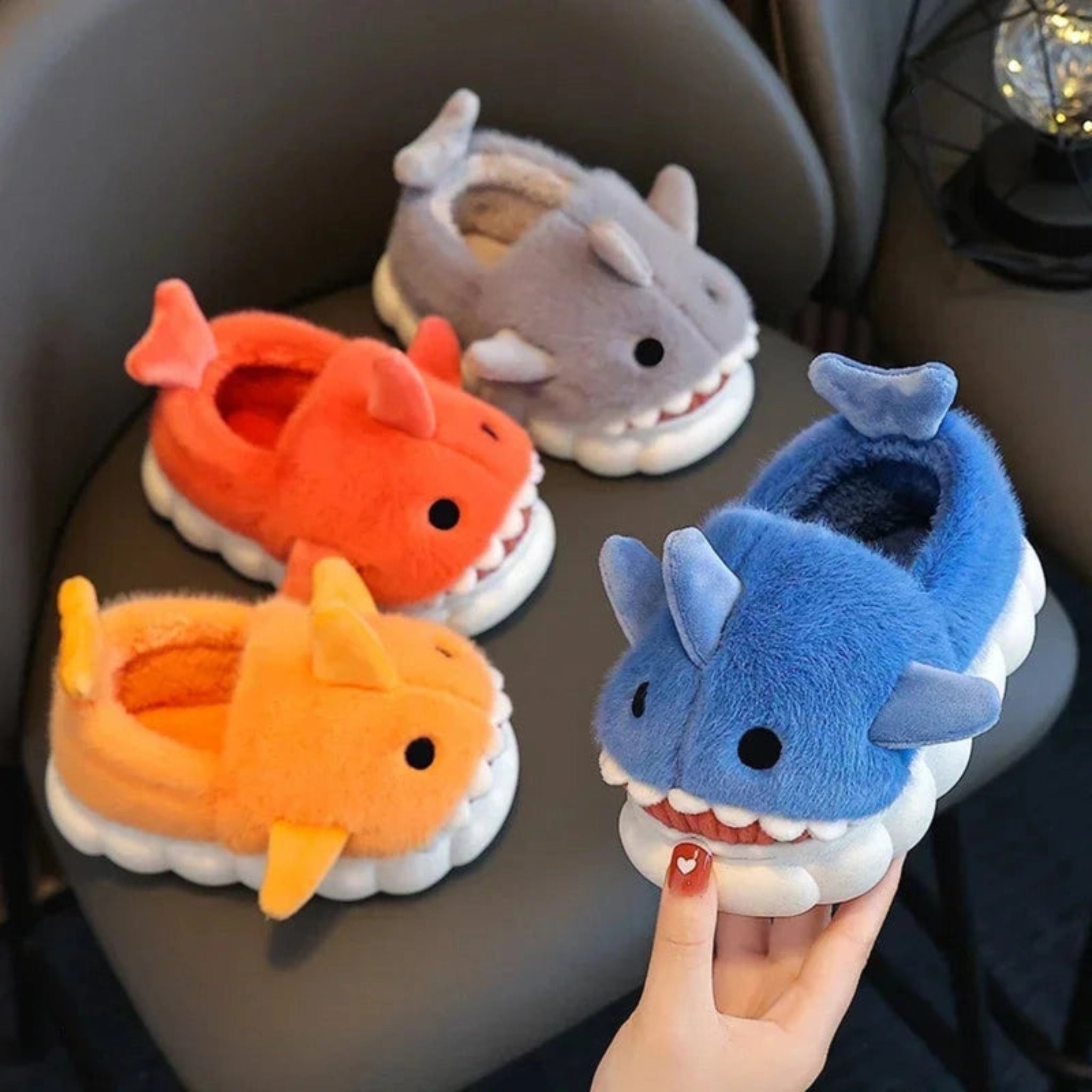Boobuba Cozy Cartoon Shark Kids' Slippers - Non-Slip Plush Home Shoes