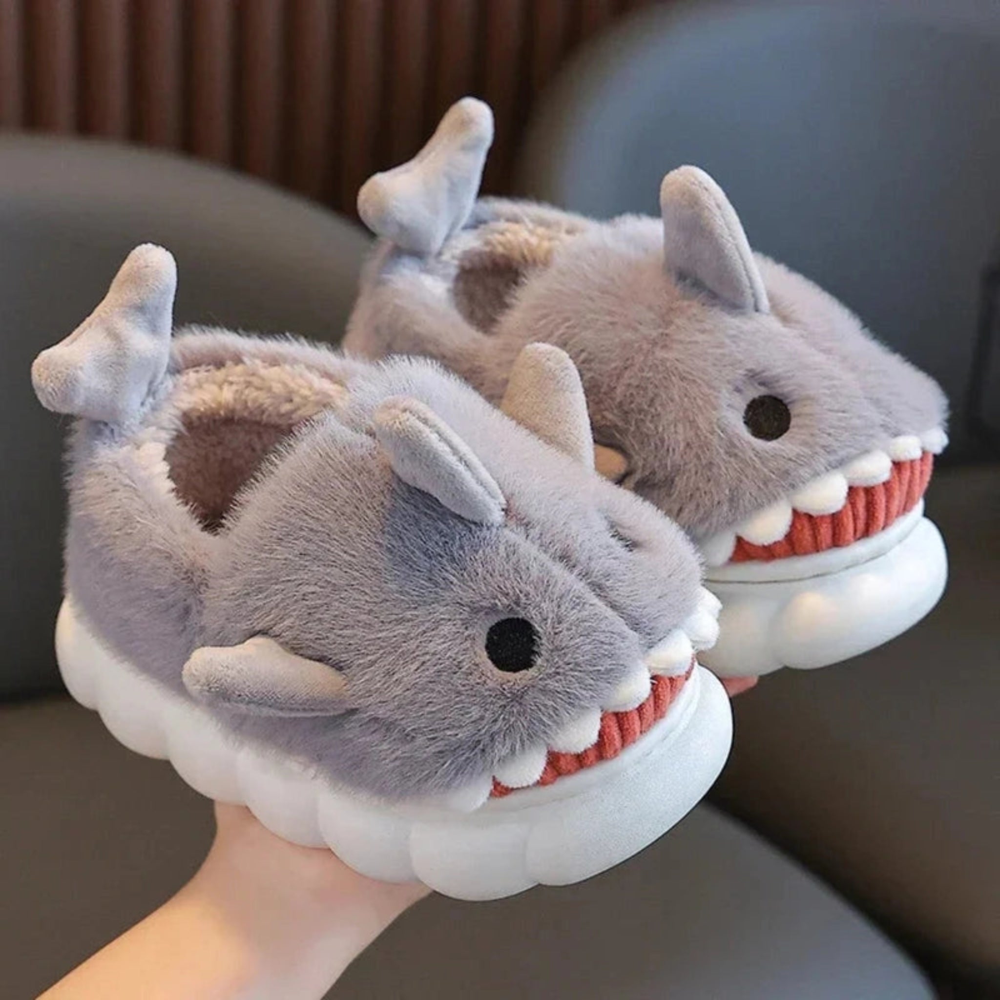 Boobuba Cozy Cartoon Shark Kids' Slippers - Non-Slip Plush Home Shoes