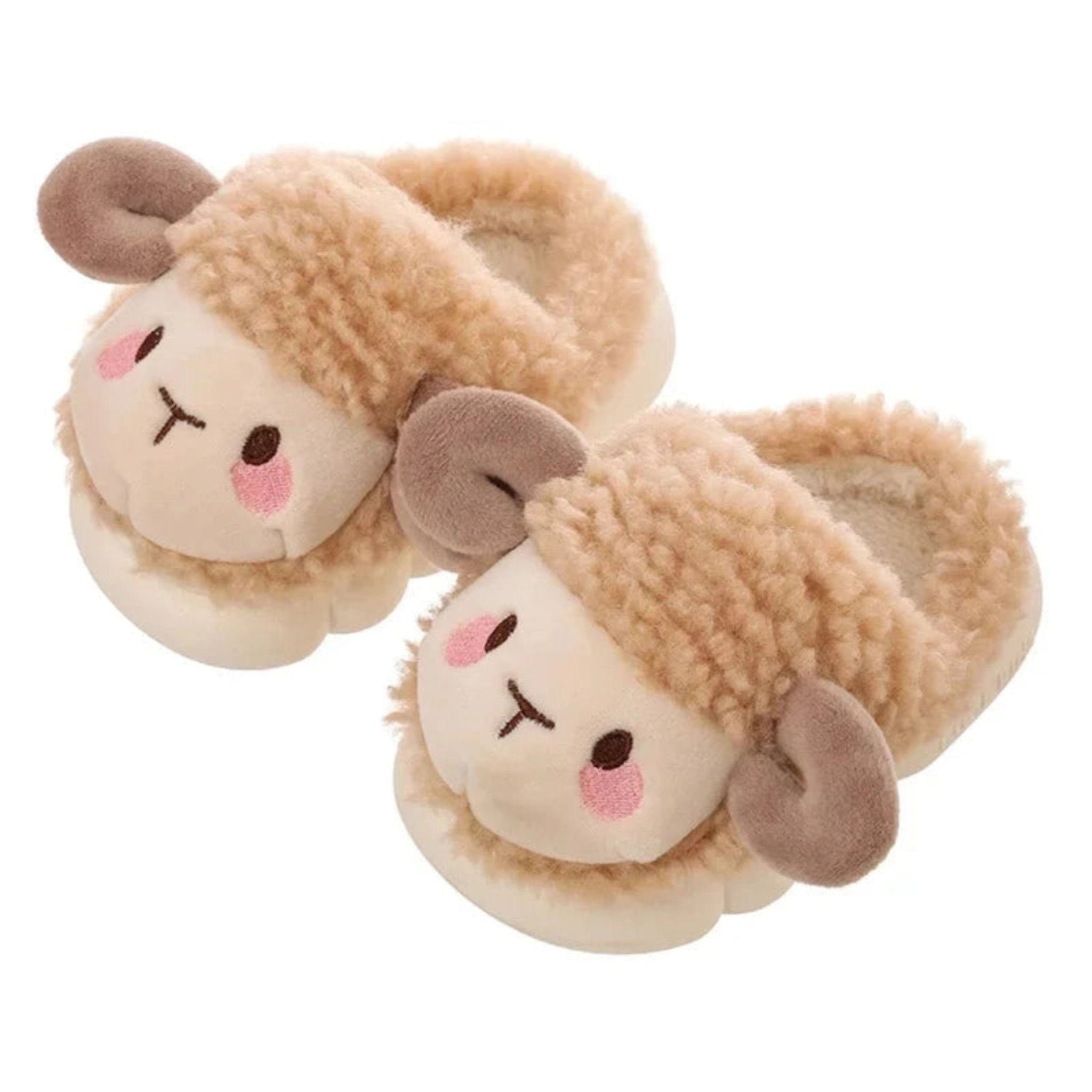 Boobuba Cozy Cute Sheep Plush Slippers for Kids Ages 3-10 - Warm & Soft