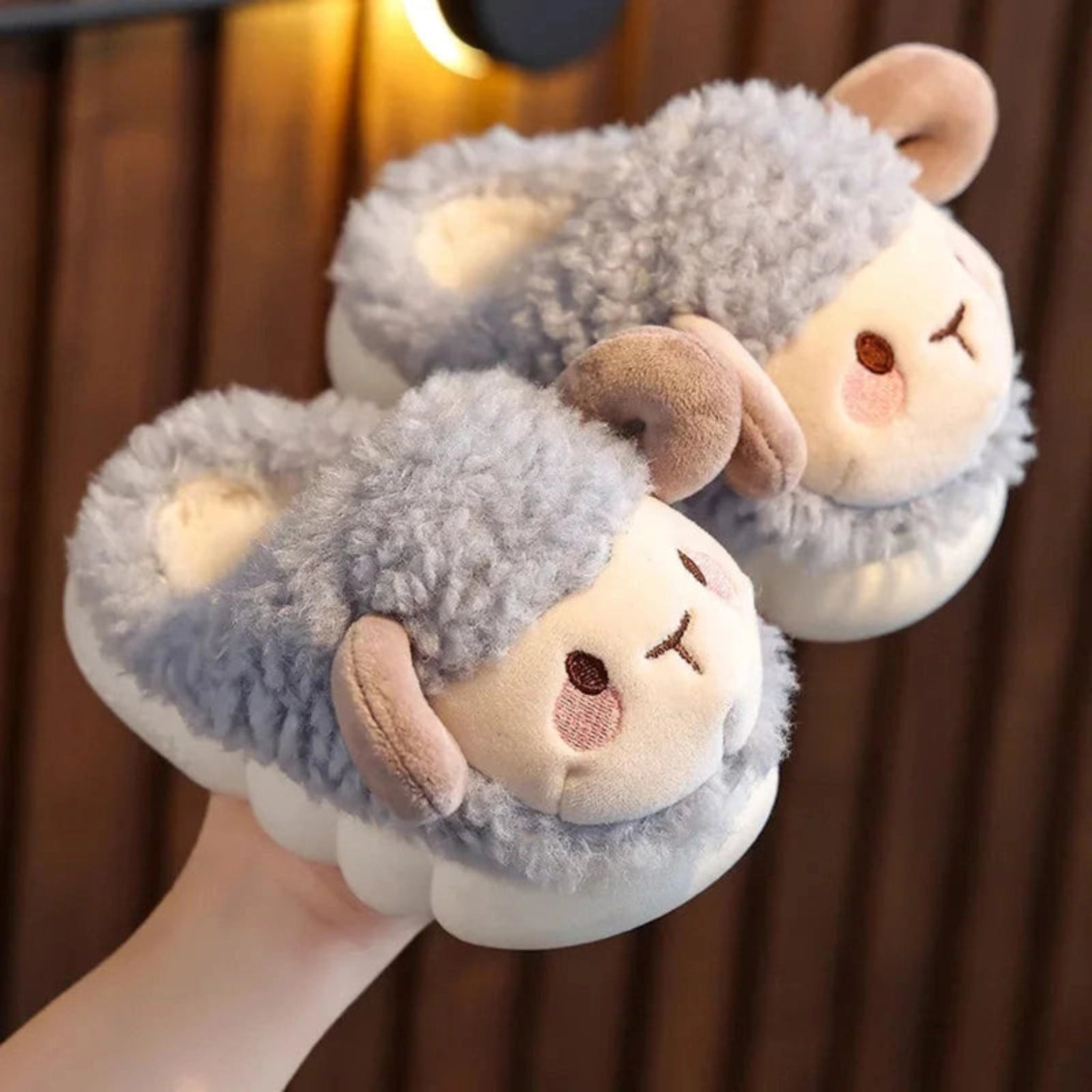 Boobuba Cozy Cute Sheep Plush Slippers for Kids Ages 3-10 - Warm & Soft