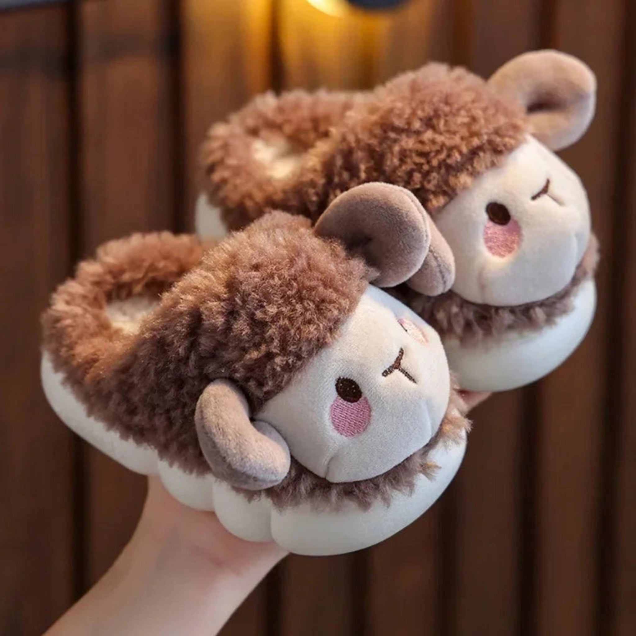 Boobuba Cozy Cute Sheep Plush Slippers for Kids Ages 3-10 - Warm & Soft