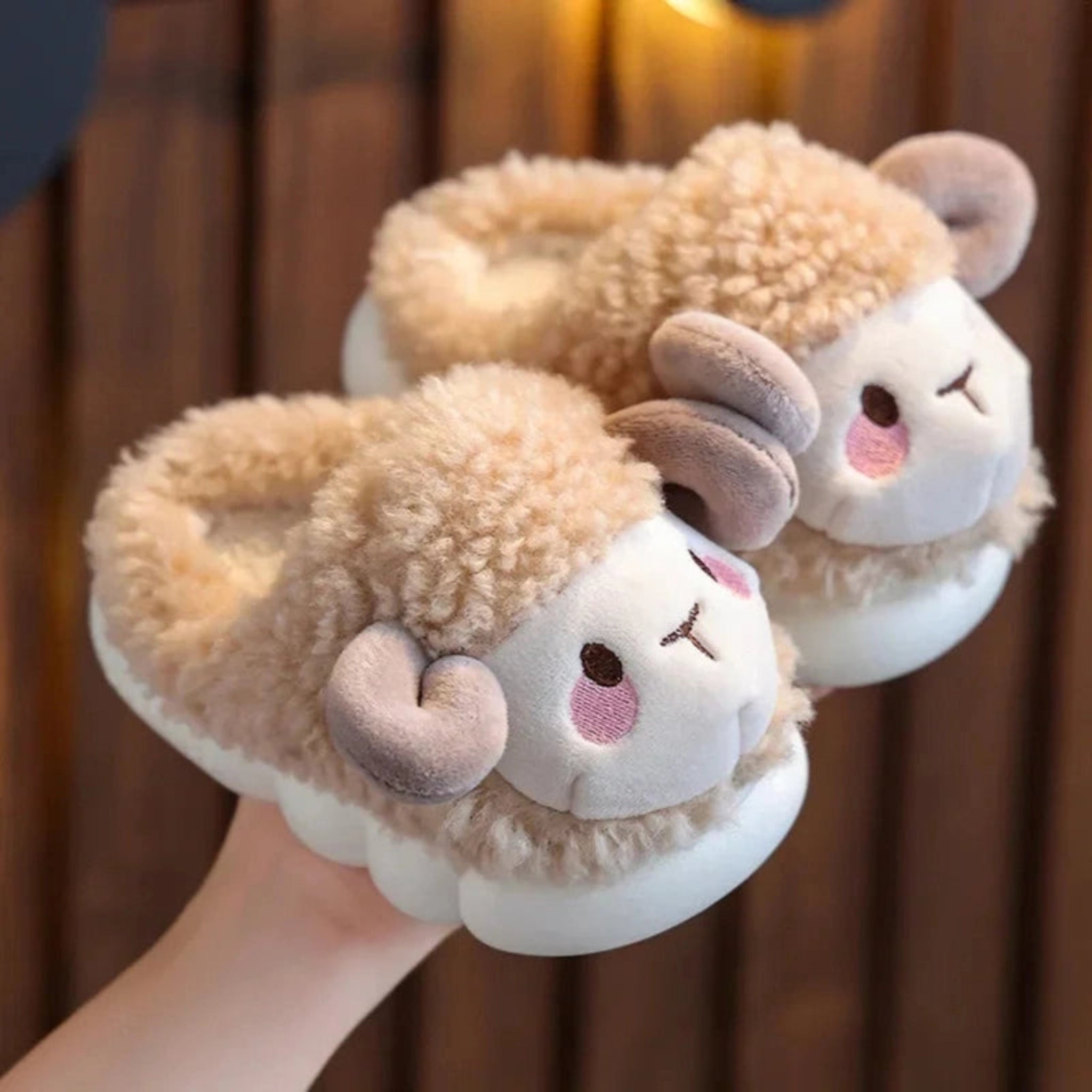 Boobuba Cozy Cute Sheep Plush Slippers for Kids Ages 3-10 - Warm & Soft