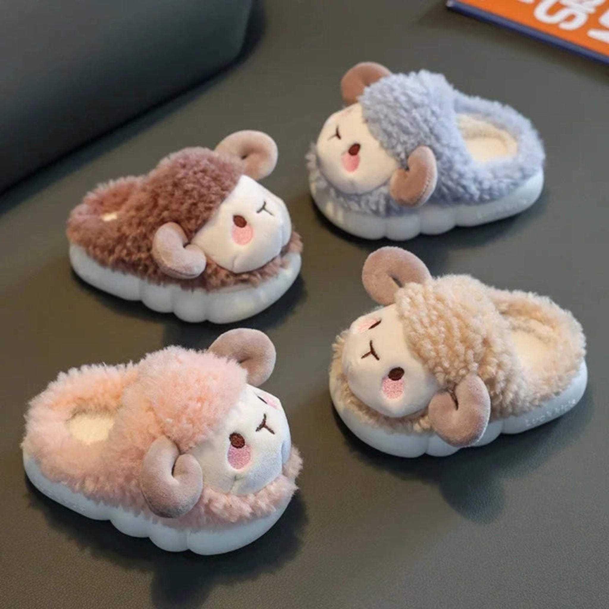 Boobuba Cozy Cute Sheep Plush Slippers for Kids Ages 3-10 - Warm & Soft