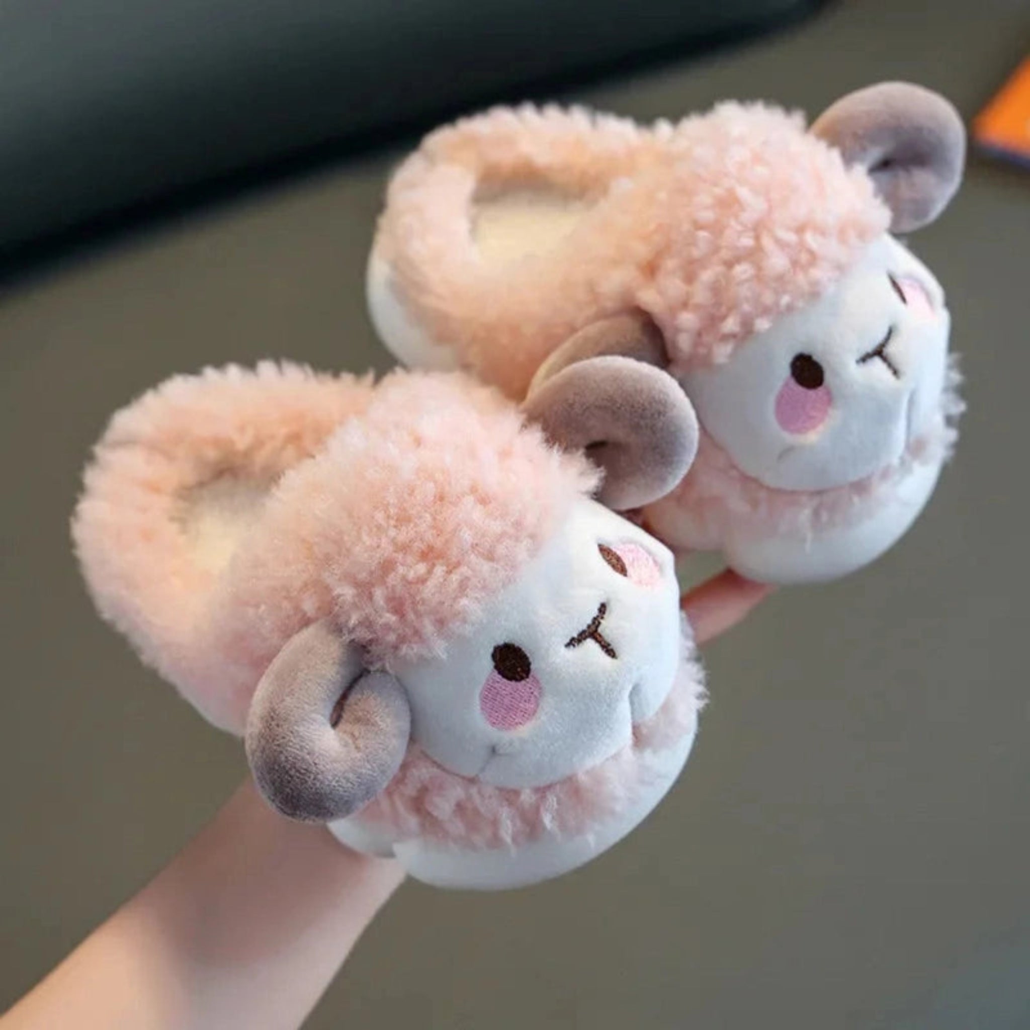 Boobuba Cozy Cute Sheep Plush Slippers for Kids Ages 3-10 - Warm & Soft