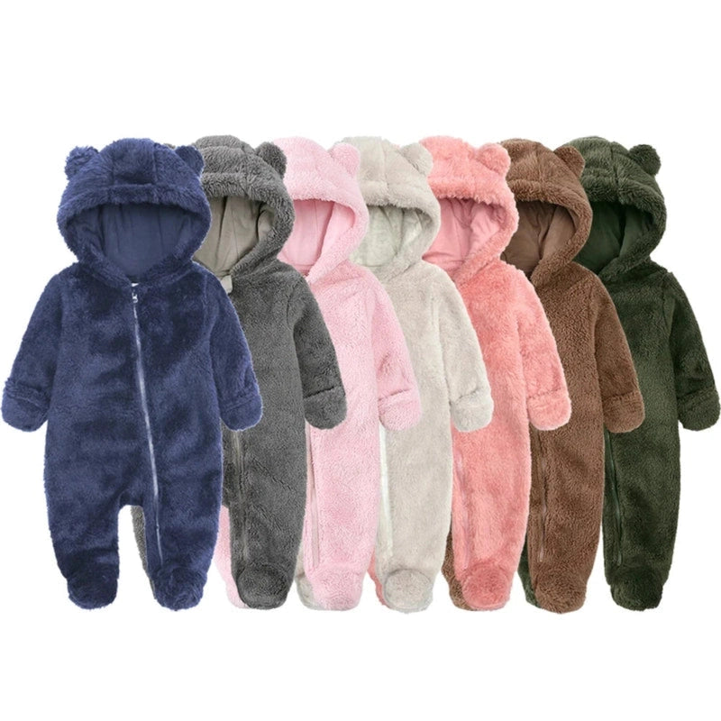Boobuba Cozy Fleece Baby Romper - Hooded Pajamas for Newborns & Toddlers
