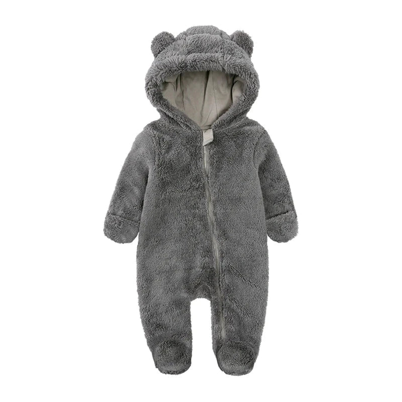 Boobuba Cozy Fleece Baby Romper - Hooded Pajamas for Newborns & Toddlers