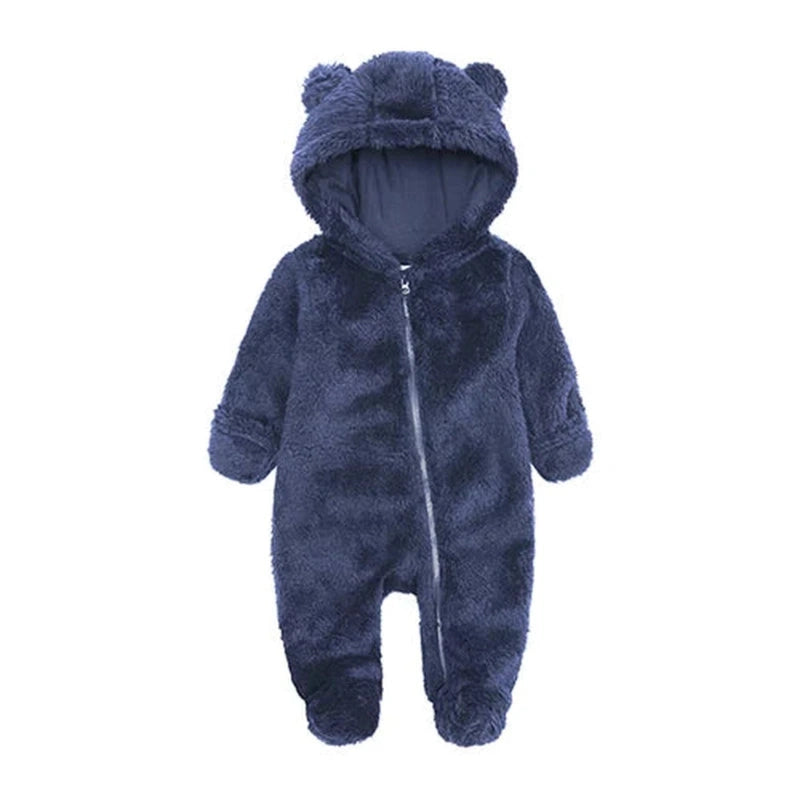 Boobuba Cozy Fleece Baby Romper - Hooded Pajamas for Newborns & Toddlers