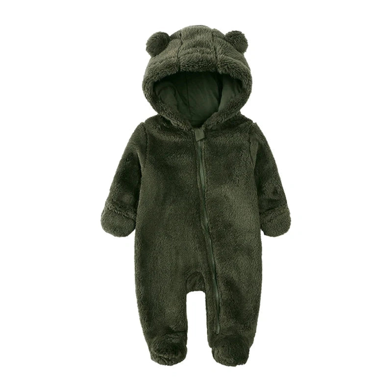 Boobuba Cozy Fleece Baby Romper - Hooded Pajamas for Newborns & Toddlers