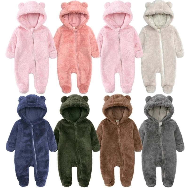 Boobuba Cozy Fleece Baby Romper - Hooded Pajamas for Newborns & Toddlers