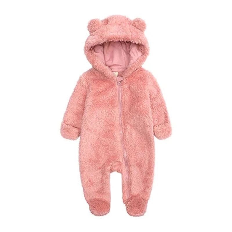 Boobuba Cozy Fleece Baby Romper - Hooded Pajamas for Newborns & Toddlers