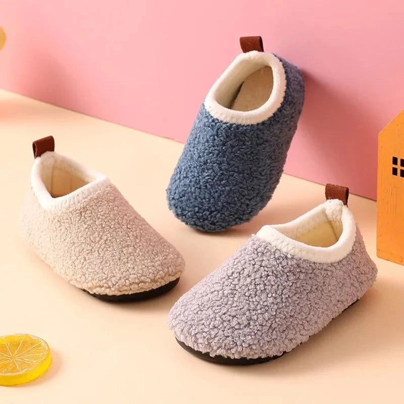 Boobuba Cozy Kids Cotton Slippers - Plush Anti-Slip Indoor Shoes