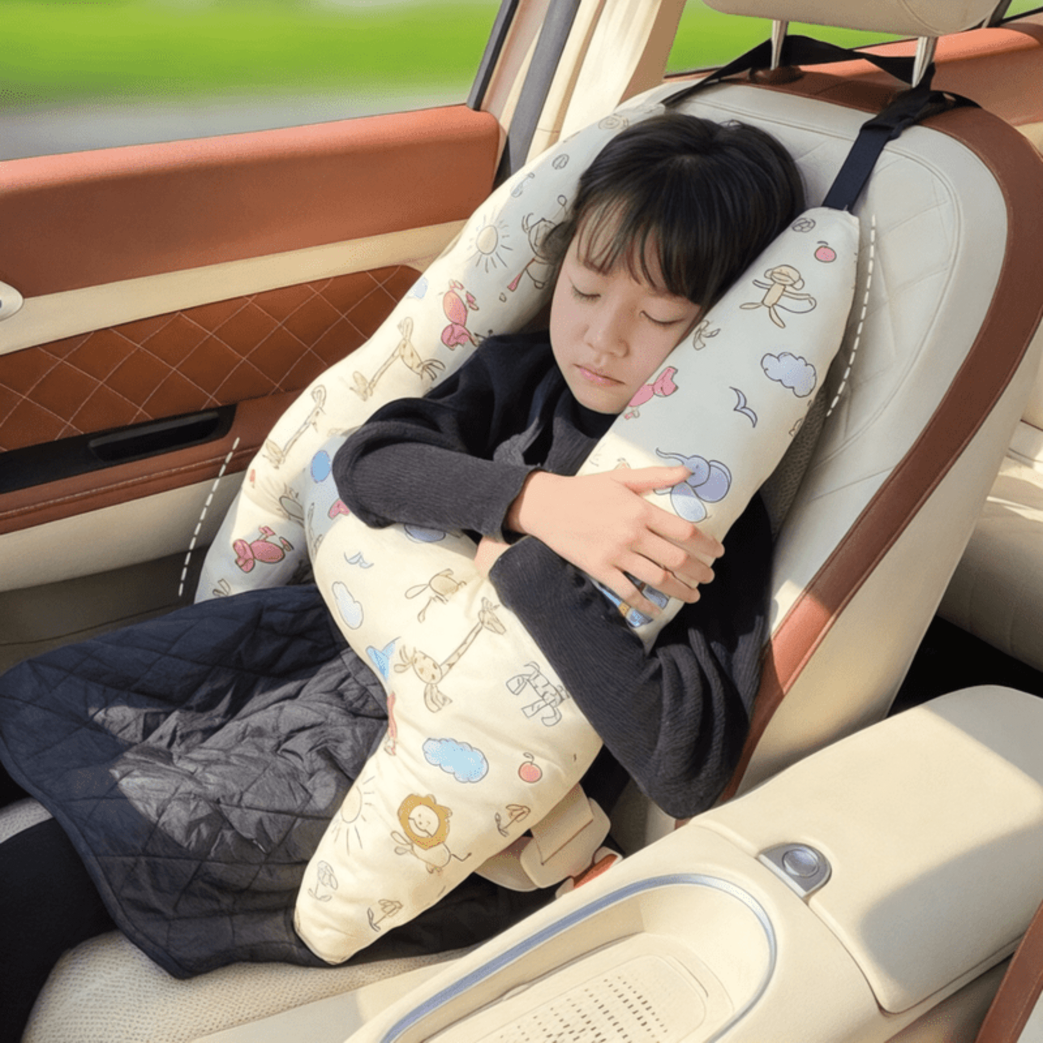 Boobuba Ergonomic H-Shaped Car Headrest Pillow for Kids - Ultimate Neck Support
