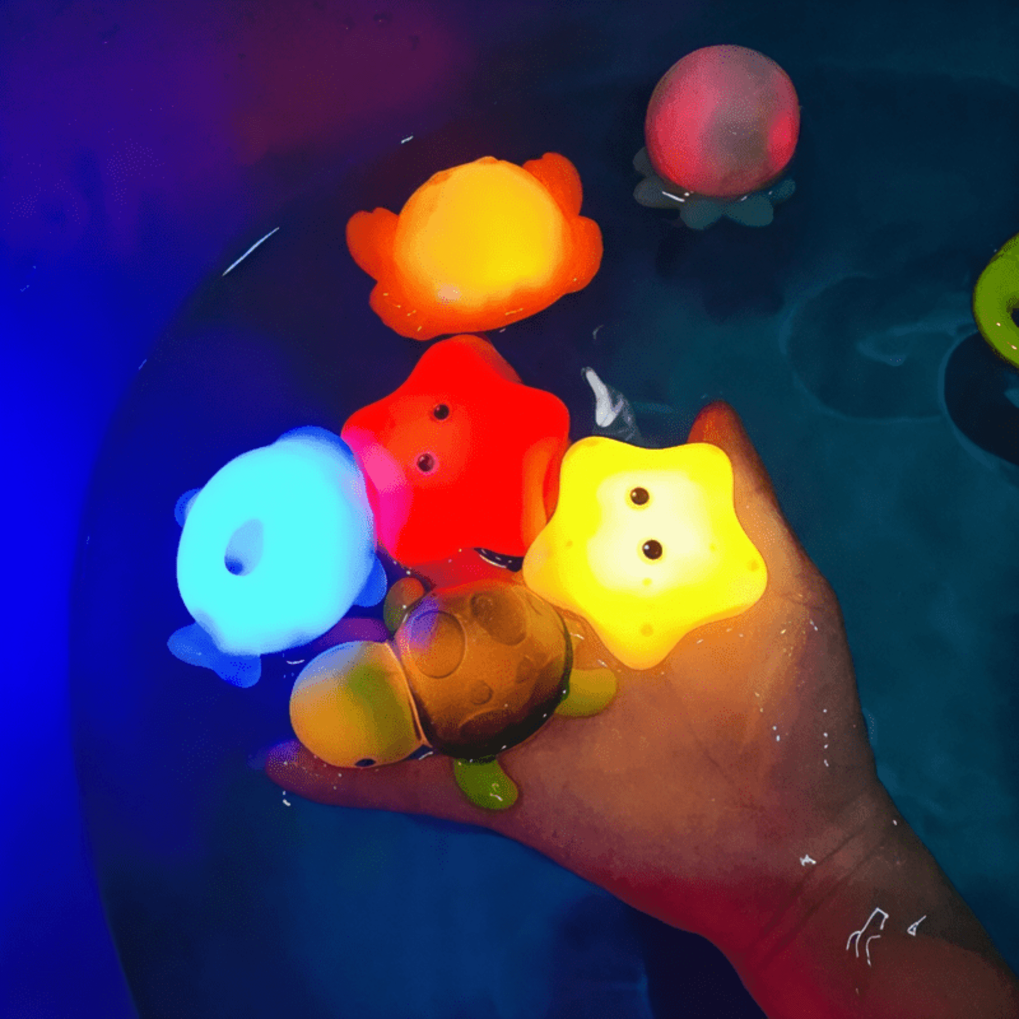 Boobuba LED Light-Up Cute Animal Bath Toys - Soft Rubber Floating Frogs