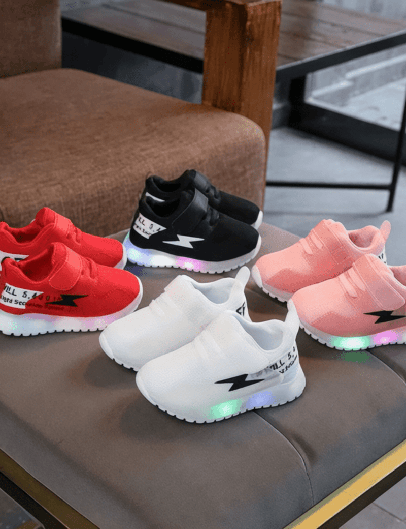 Boobuba Lightweight Kids' LED Sneakers - Breathable Mesh Glow Shoes