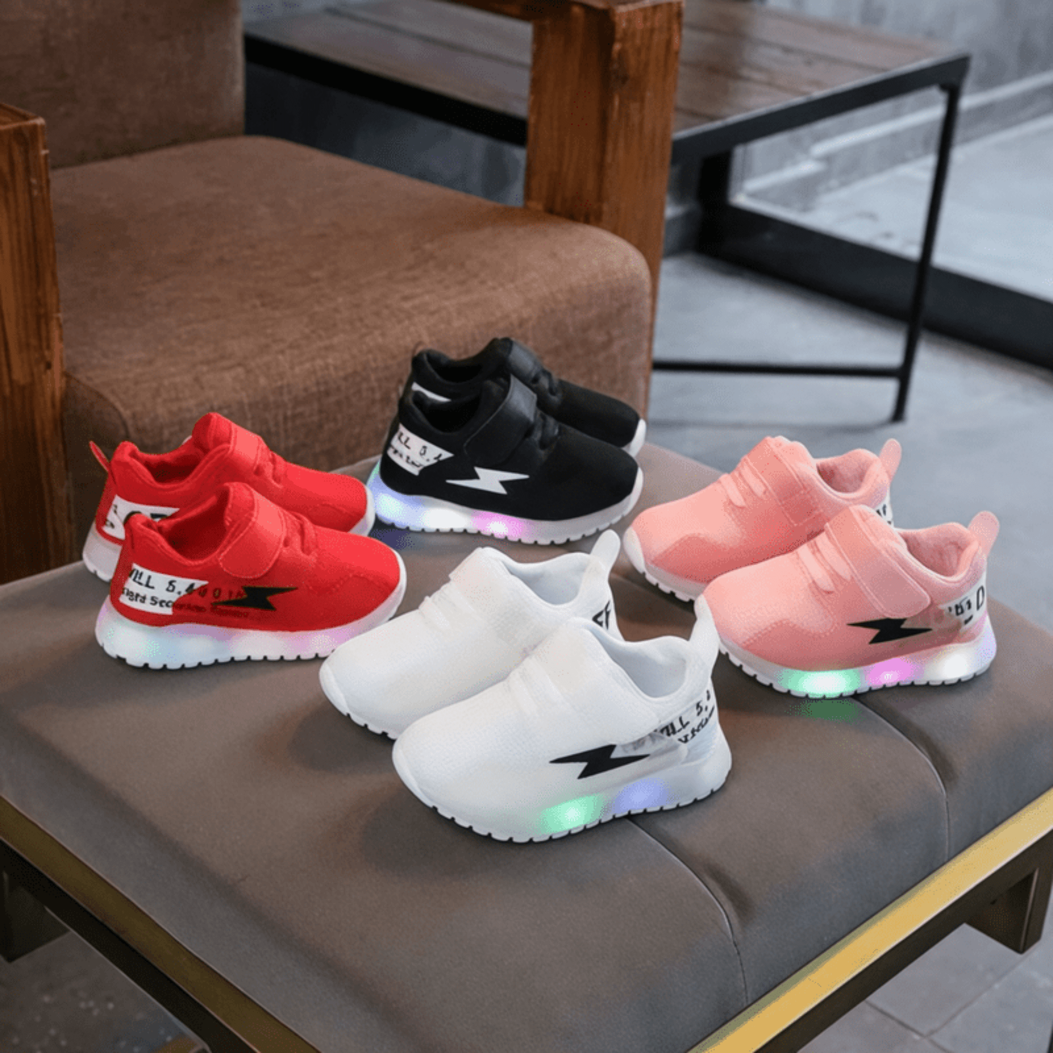 Boobuba Lightweight Kids' LED Sneakers - Breathable Mesh Glow Shoes