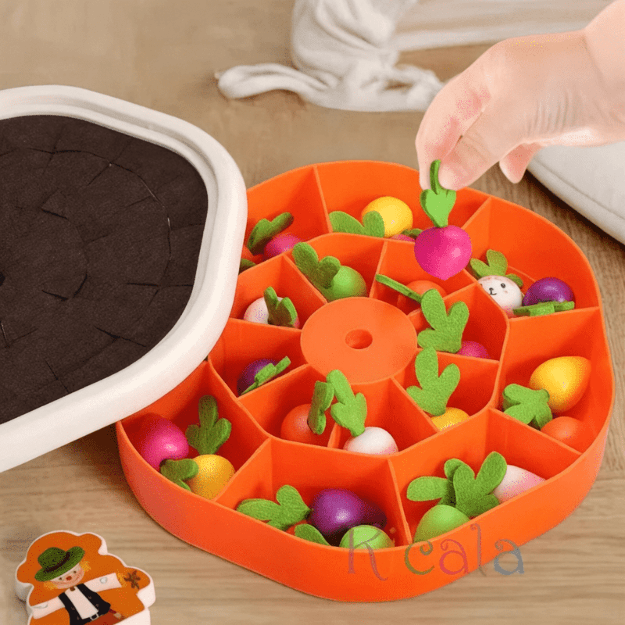 Boobuba Montessori Baby Toys: Colorful Shape Pull Carrot & Counting Set