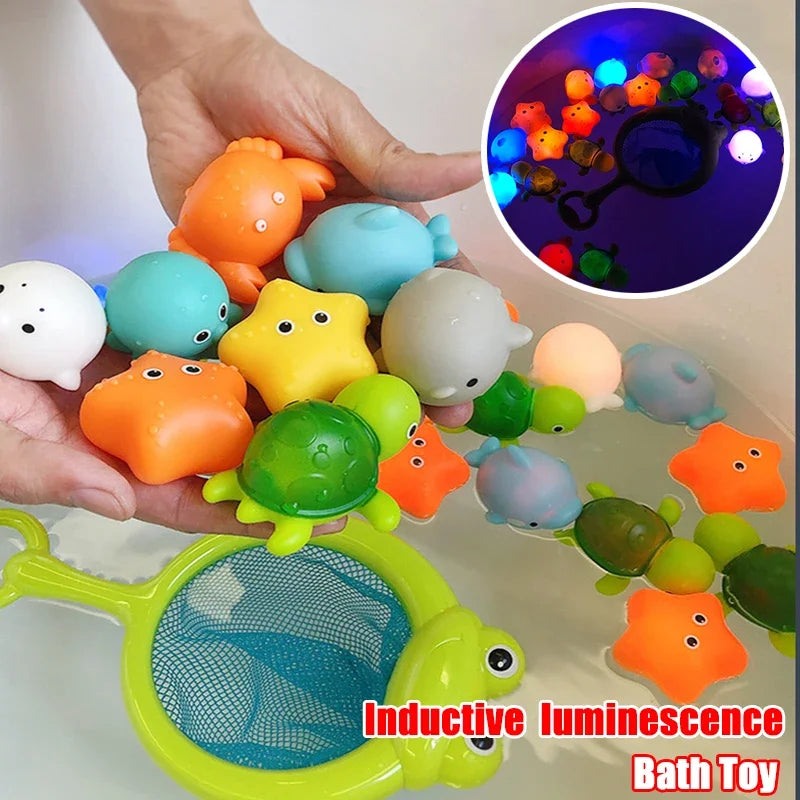 LED Light-Up Cute Animal Bath Toys - Soft Rubber Floating Frogs