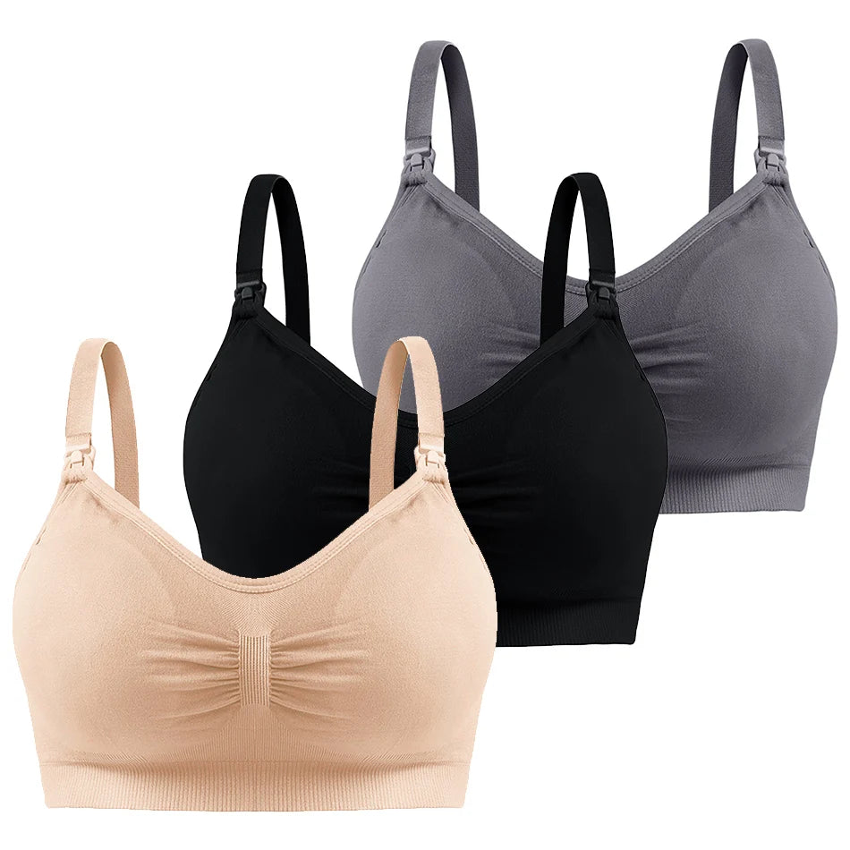 3-Pack Wireless Maternity Bras - Comfort & Breathability for Nursing