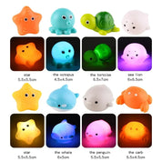 LED Light-Up Cute Animal Bath Toys - Soft Rubber Floating Frogs