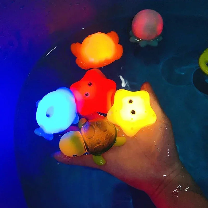 LED Light-Up Cute Animal Bath Toys - Soft Rubber Floating Frogs