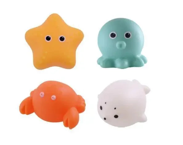 LED Light-Up Cute Animal Bath Toys - Soft Rubber Floating Frogs