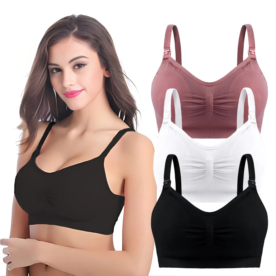 3-Pack Wireless Maternity Bras - Comfort & Breathability for Nursing